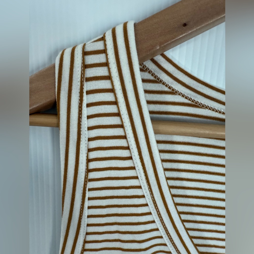 Old Navy Tan Striped Ribbed Luxe Tank - Picture 6 of 7